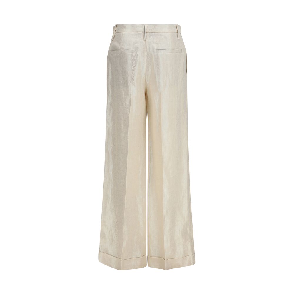 Brunello Cucinelli Pantaloni Casual Beige in Seta
