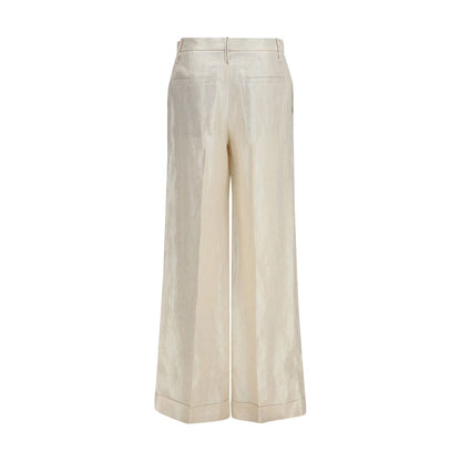 Brunello Cucinelli Pantaloni Casual Beige in Seta