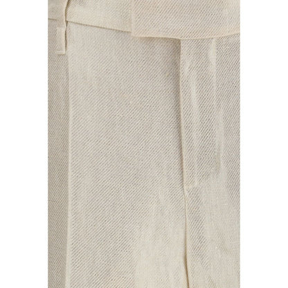 Brunello Cucinelli Pantaloni Casual Beige in Seta