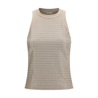 T-shirt sans manches en coton beige Brunello Cucinelli