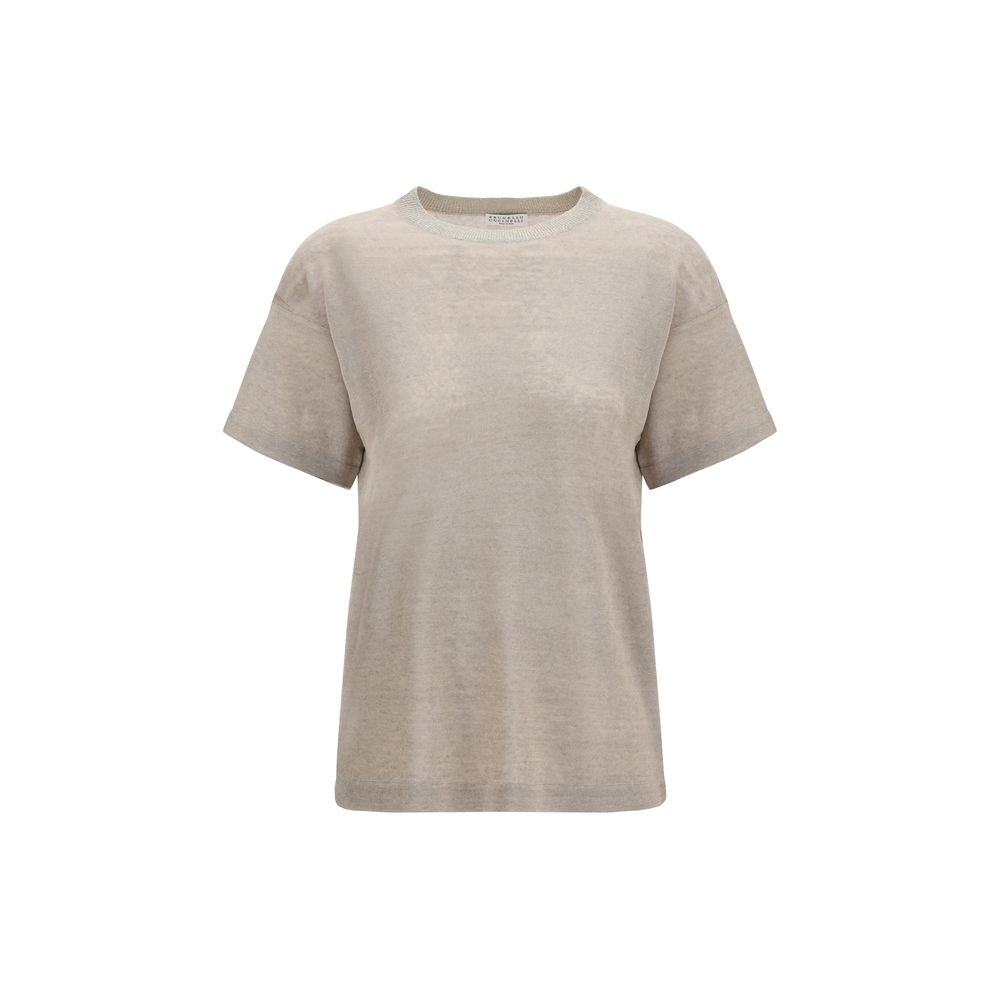 Brunello Cucinelli T-shirt in lino beige