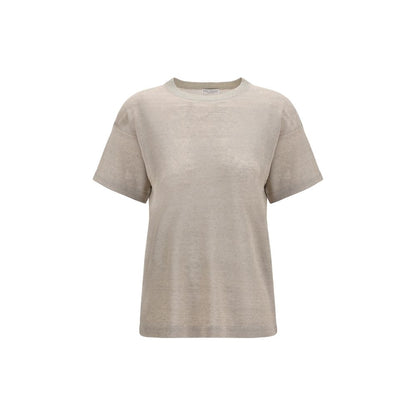 T-shirt en lin beige Brunello Cucinelli