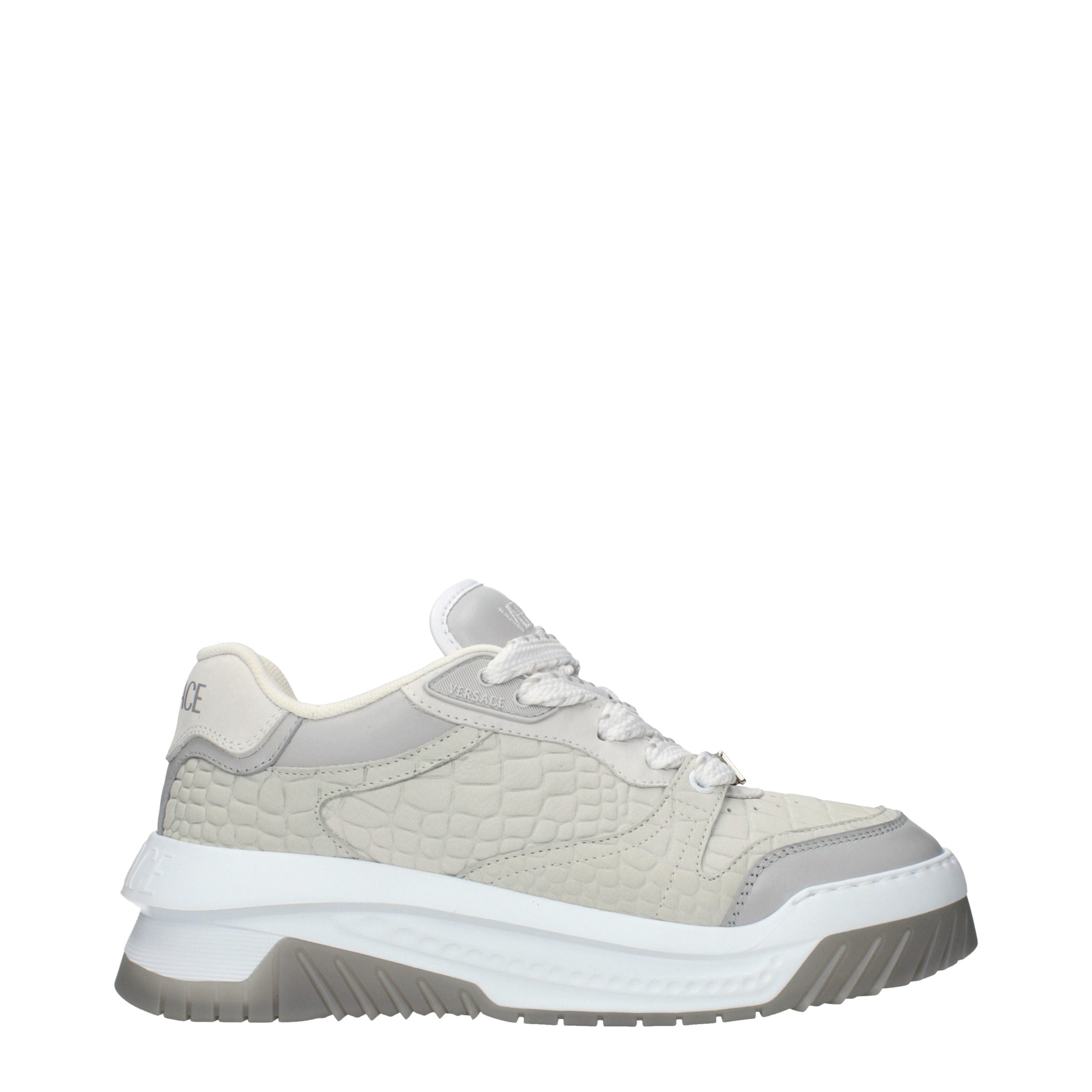 Sneakers basse Versace in pelle grigia