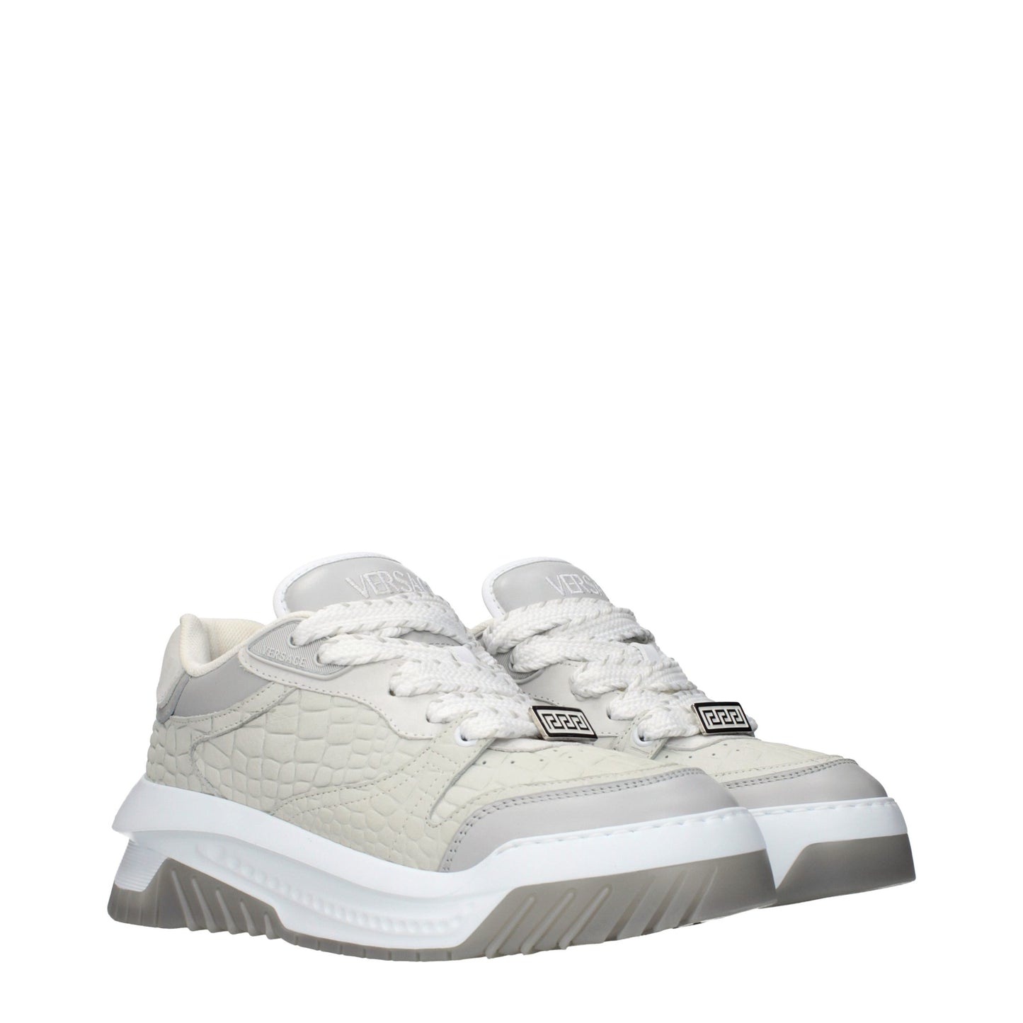 Sneakers basse Versace in pelle grigia