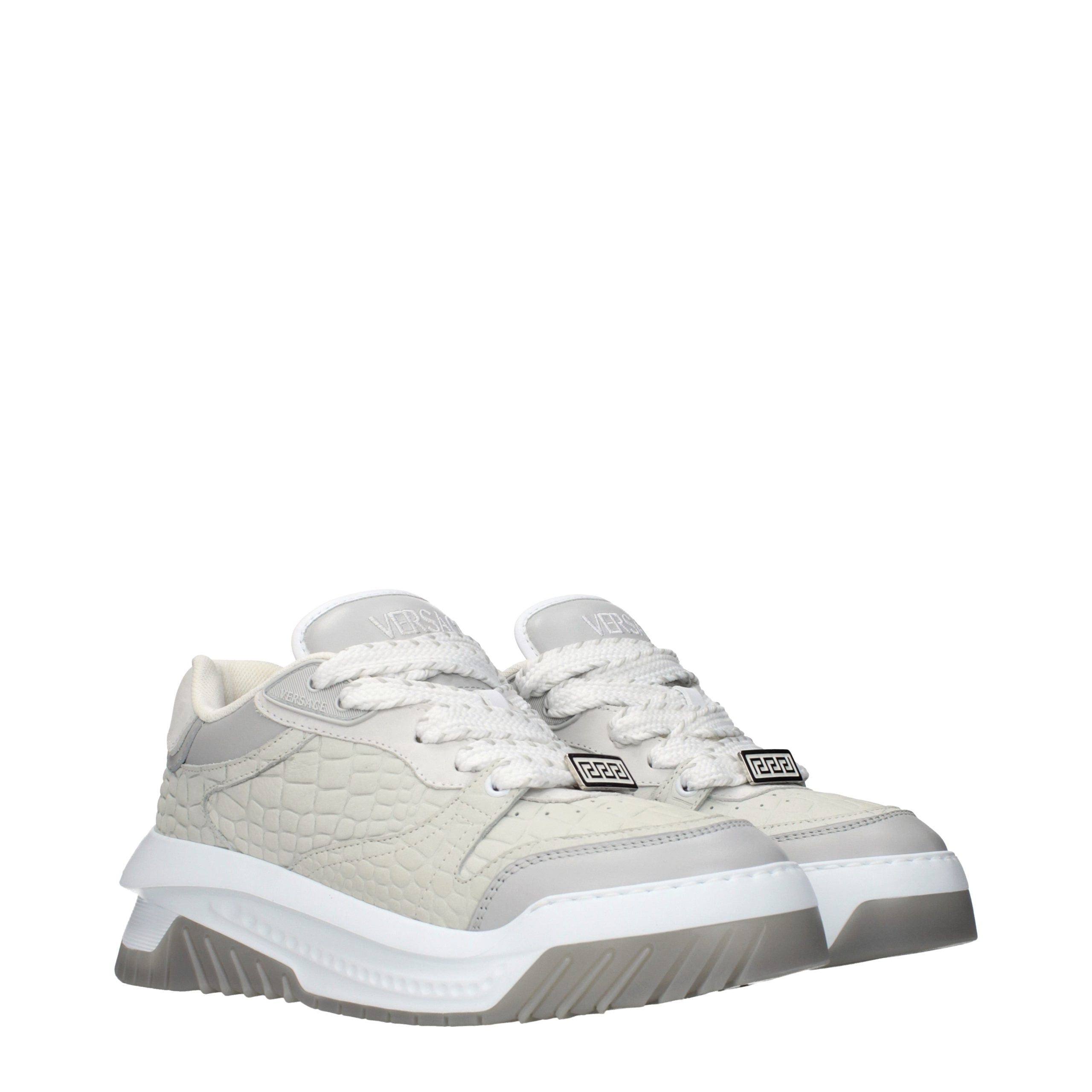 Sneakers basse Versace in pelle grigia