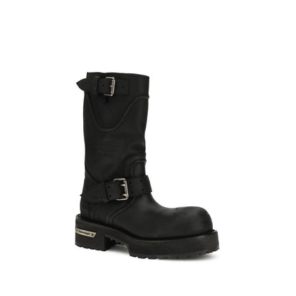 Stivali stringati Balenciaga neri in pelle di vitello Bos Taurus