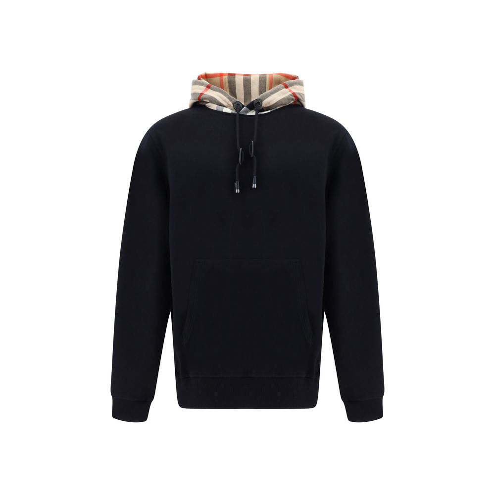 Felpa Nera in Cotone Burberry