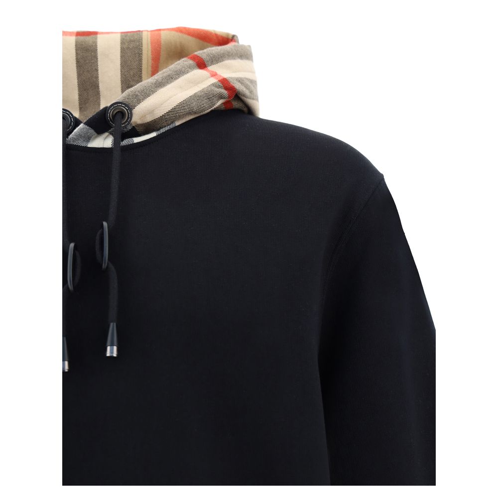 Felpa Nera in Cotone Burberry