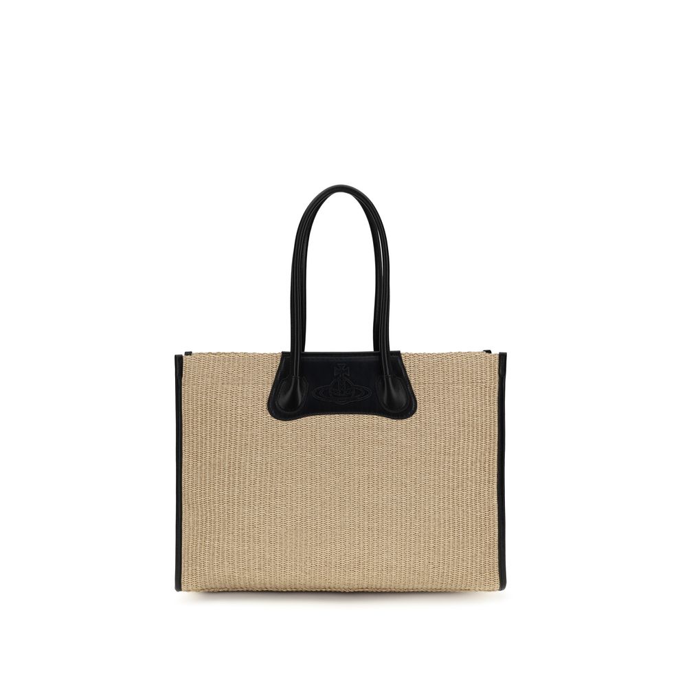 Borsa a spalla Vivienne Westwood in rafia beige