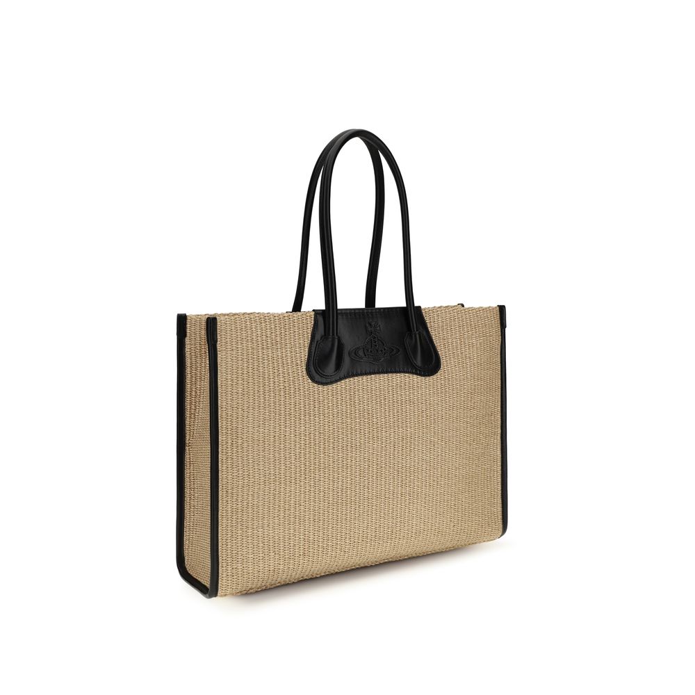 Borsa a spalla Vivienne Westwood in rafia beige