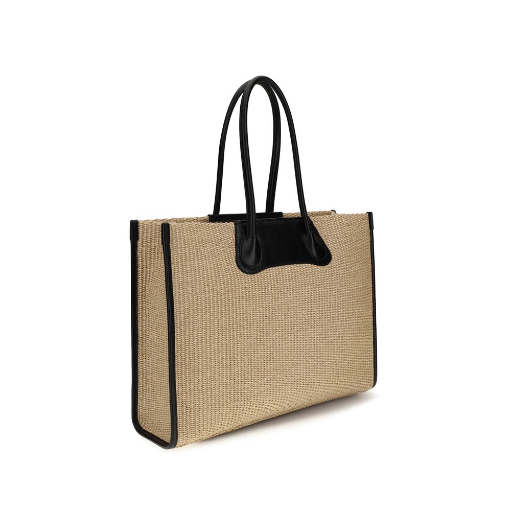 Borsa a spalla Vivienne Westwood in rafia beige