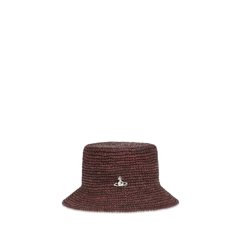 Cappello a secchiello Vivienne Westwood in rafia marrone