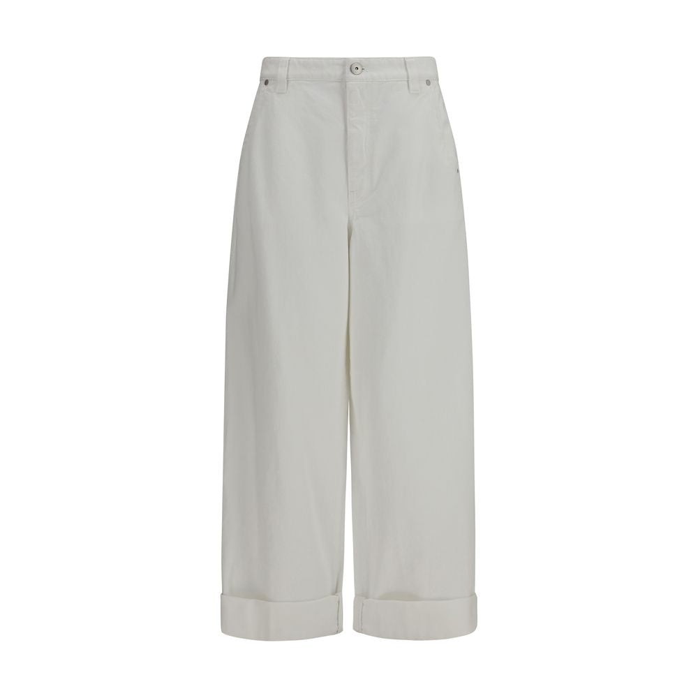Brunello Cucinelli Pantaloni casual in cotone bianco