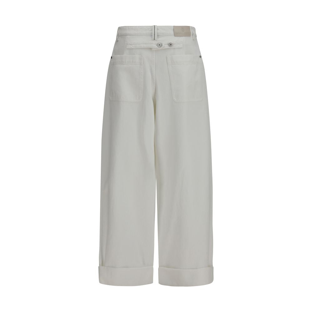 Brunello Cucinelli Pantaloni casual in cotone bianco