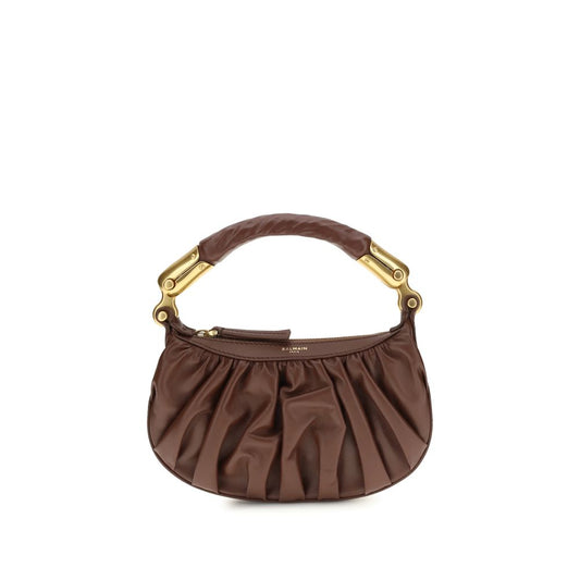 Sac porté épaule Balmain en cuir de veau marron Bos Taurus