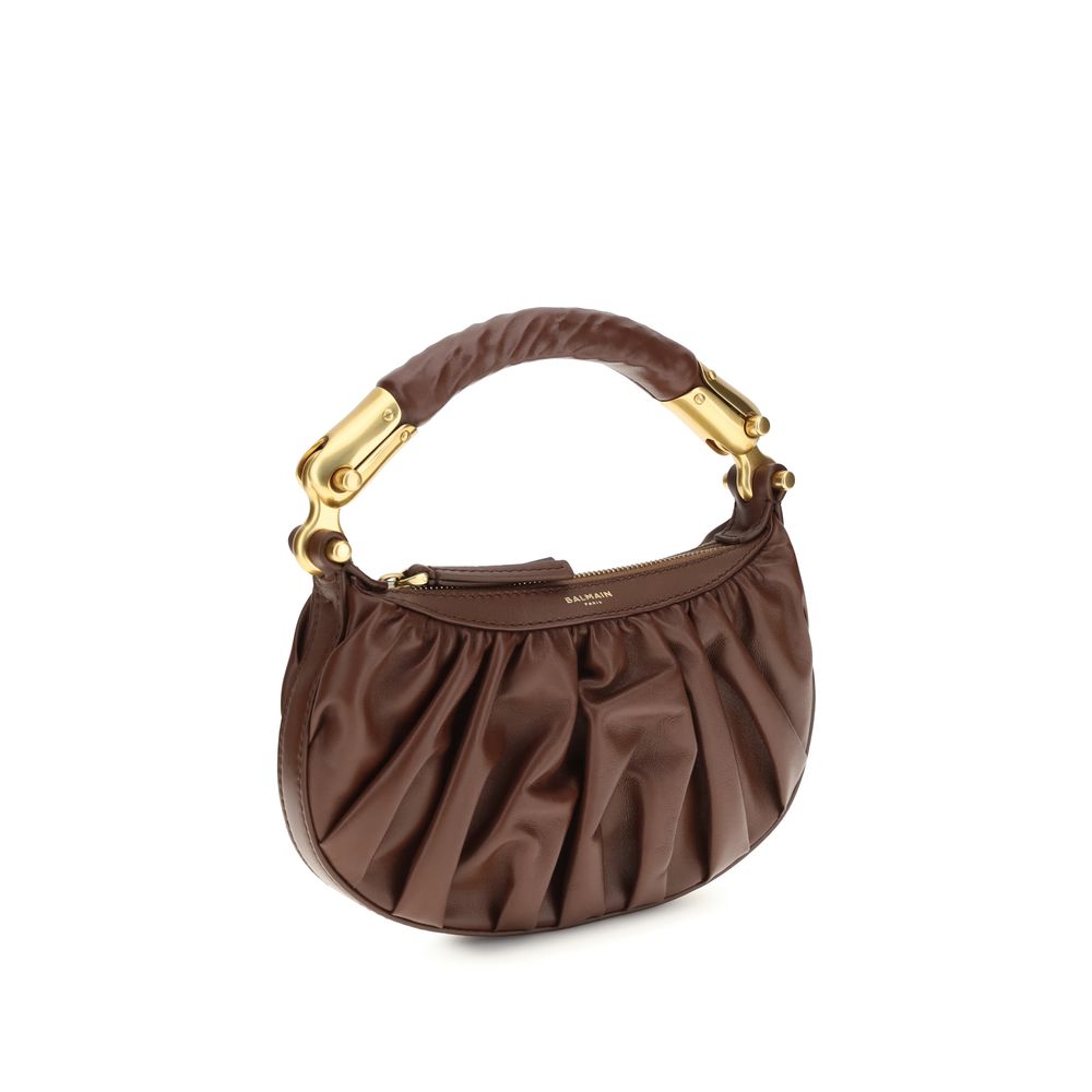Borsa a tracolla Balmain in pelle di vitello marrone