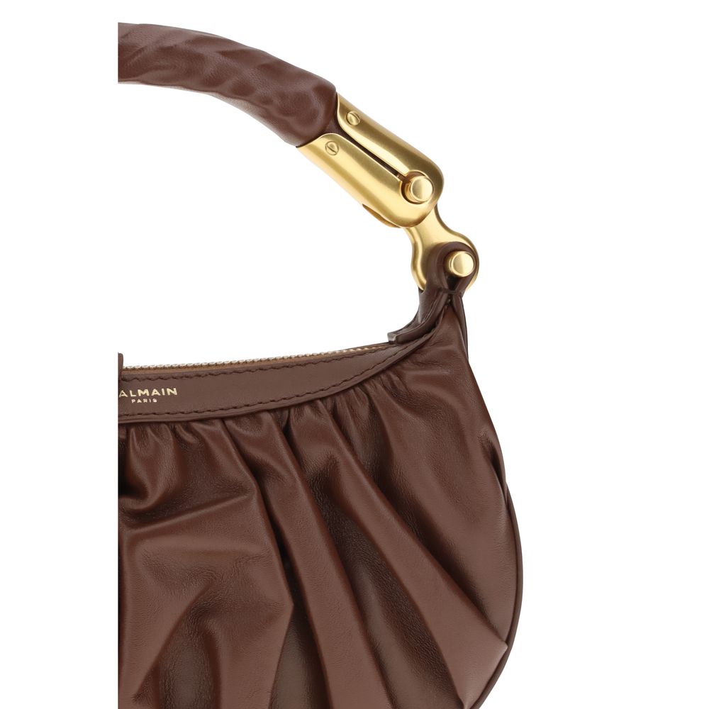 Borsa a tracolla Balmain in pelle di vitello marrone
