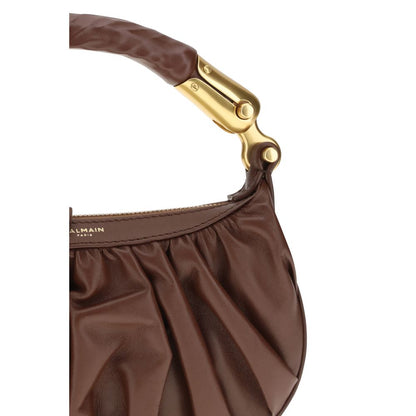 Borsa a tracolla Balmain in pelle di vitello marrone