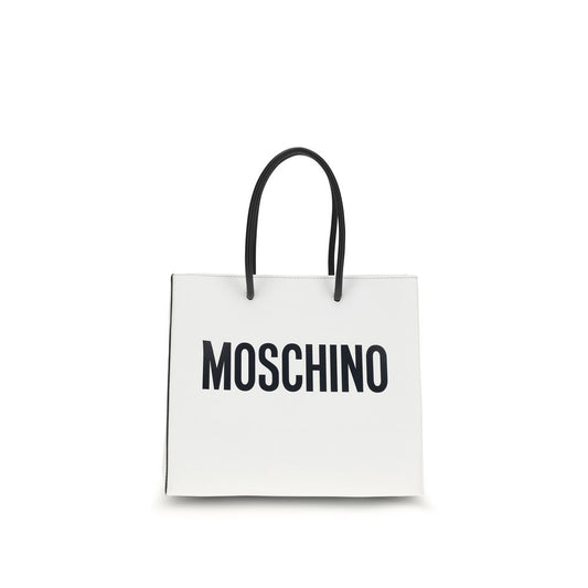 Moschino Borsa a mano in pelle di vitello bianca Bos Taurus