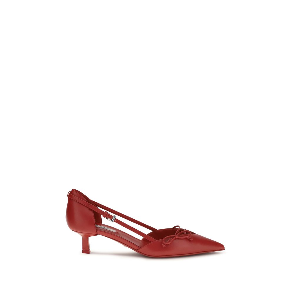 Décolleté Prada con tacco alto in pelle di capra rossa