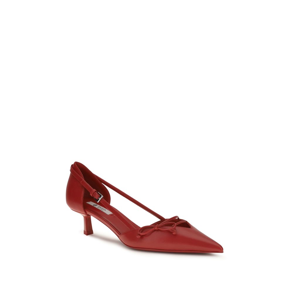 Décolleté Prada con tacco alto in pelle di capra rossa