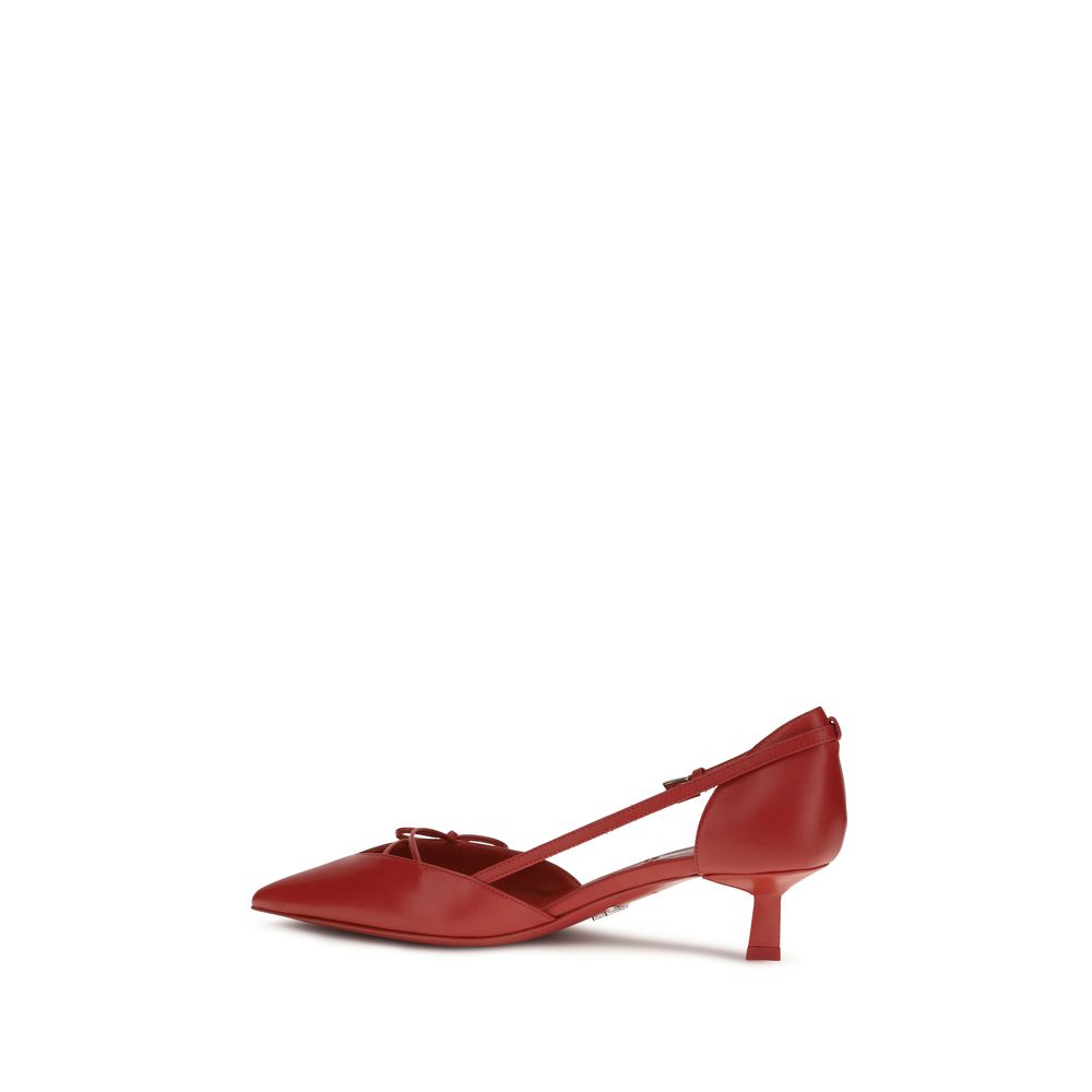 Décolleté Prada con tacco alto in pelle di capra rossa