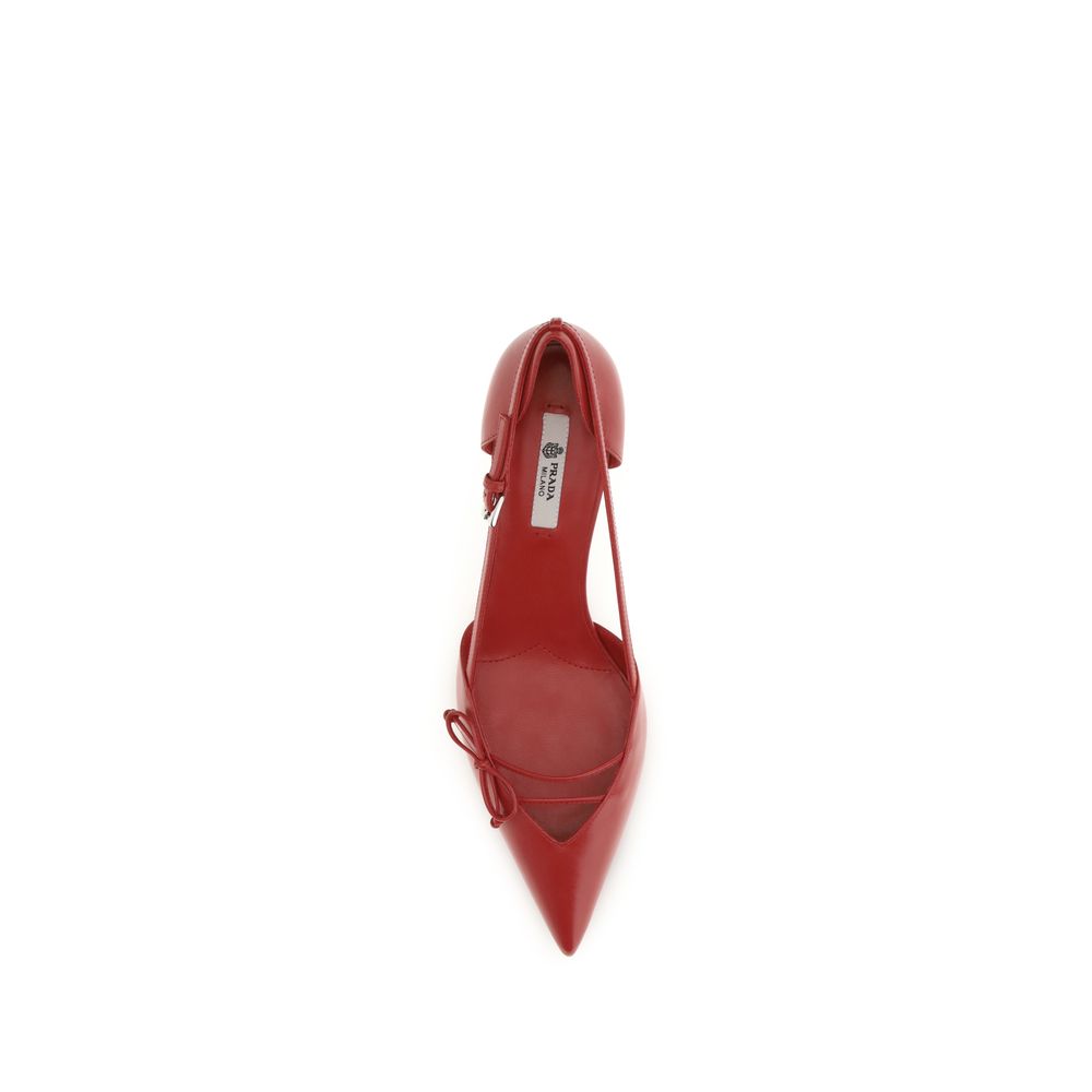 Décolleté Prada con tacco alto in pelle di capra rossa