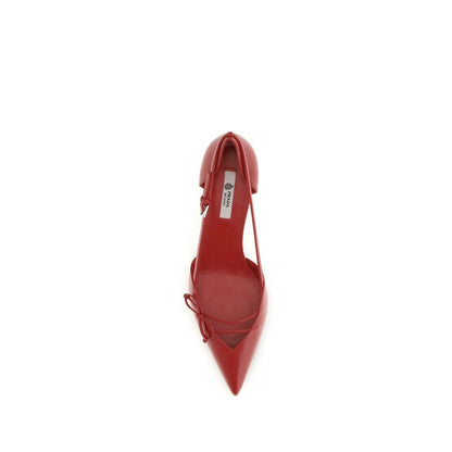 Décolleté Prada con tacco alto in pelle di capra rossa