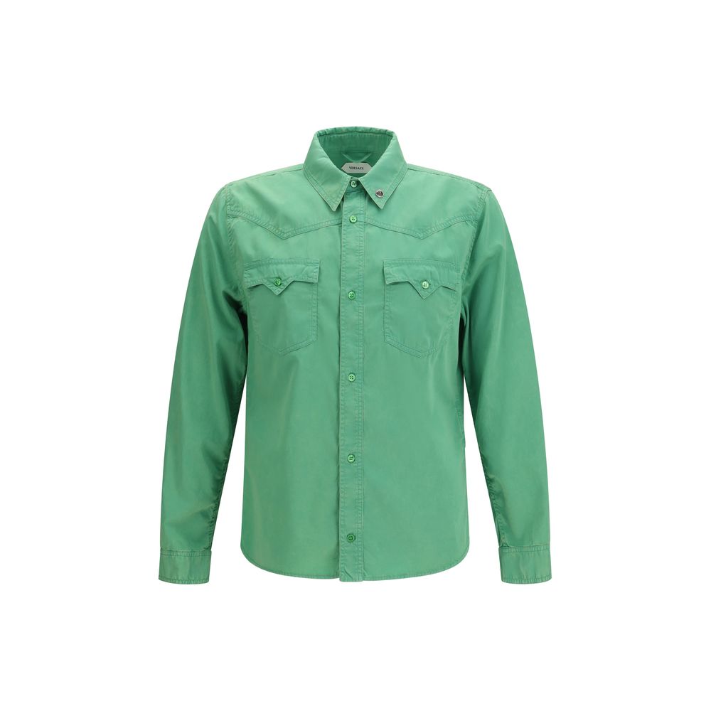 Camicia Versace a maniche corte in cotone bicolore