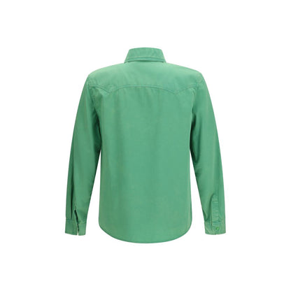 Camicia Versace a maniche corte in cotone bicolore