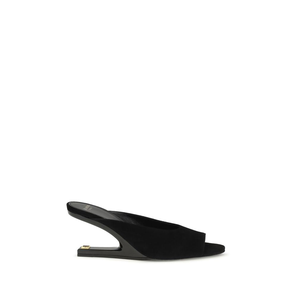 Mules Balmain in pelle di capra nera