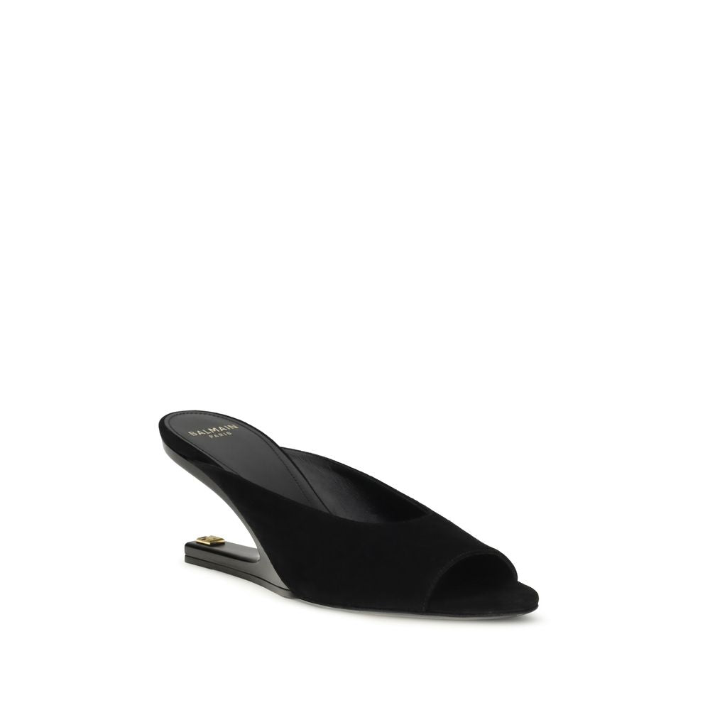 Mules Balmain in pelle di capra nera