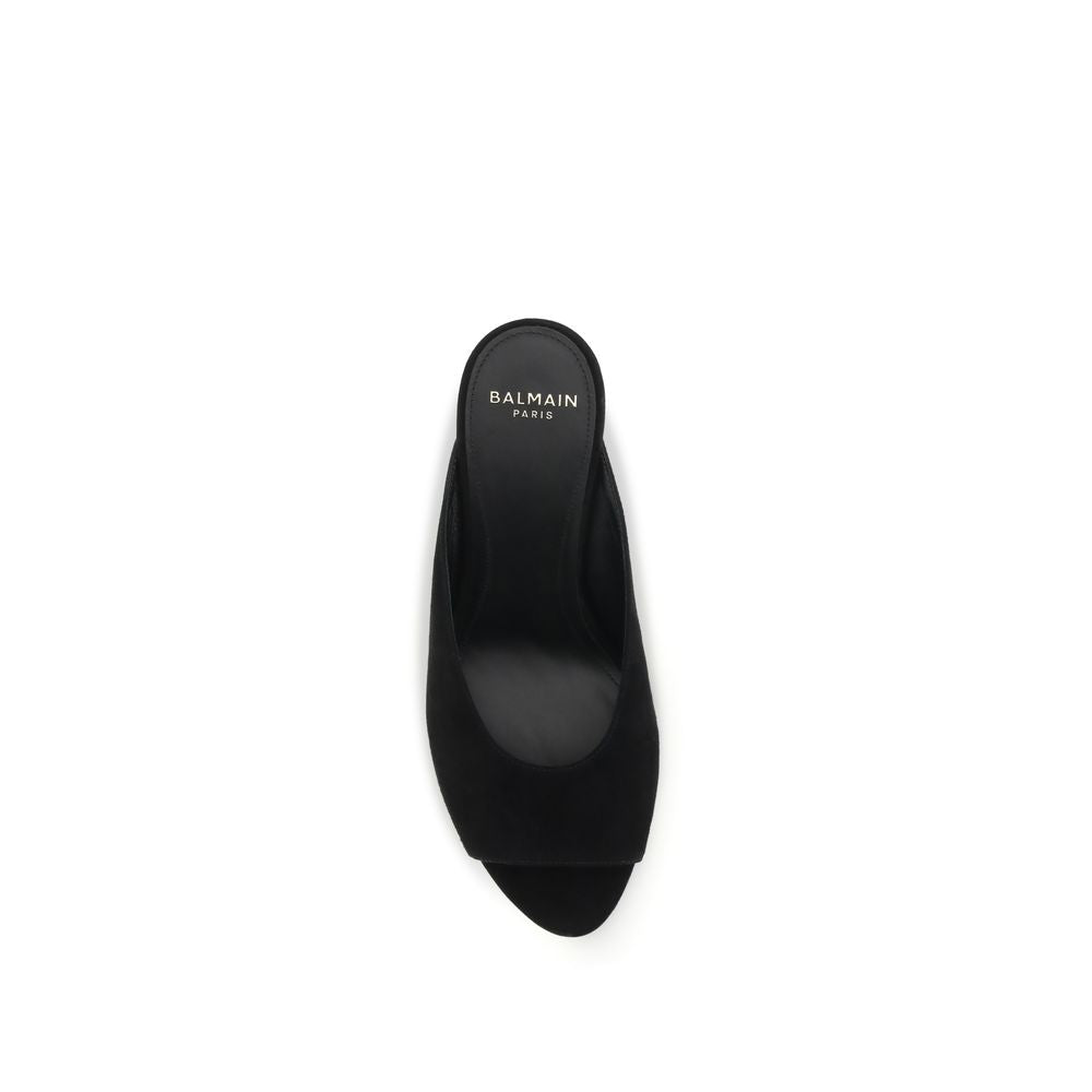 Mules Balmain in pelle di capra nera