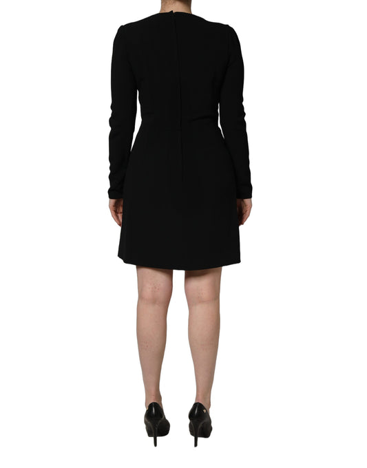 Mini abito nero a maniche lunghe con scollo rotondo Roberto Cavalli