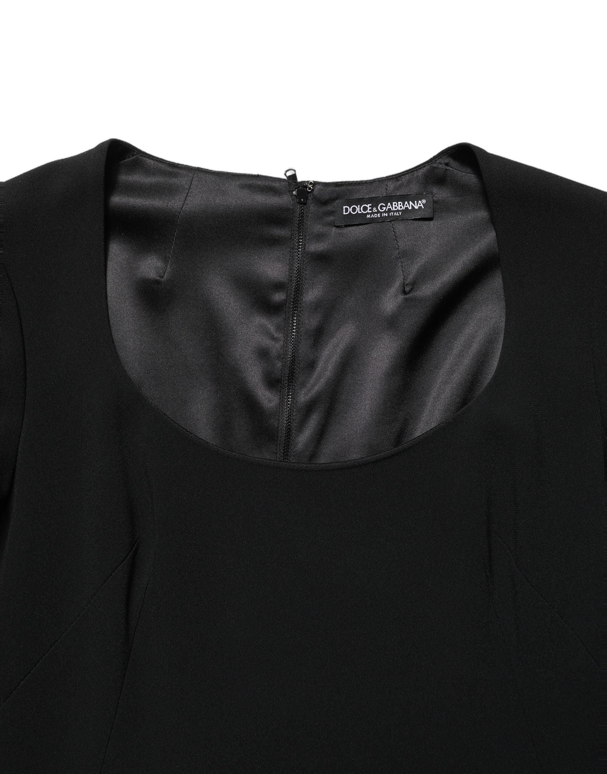 Roberto Cavalli Black Long Sleeves Scoop Neck Mini Dress