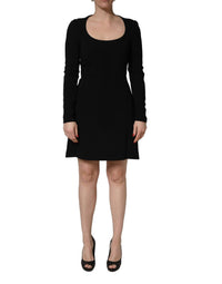 Robe mini Roberto Cavalli noire à manches longues et col dégagé