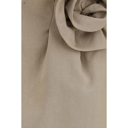 Mini-jupe en lin beige Magda Butrym