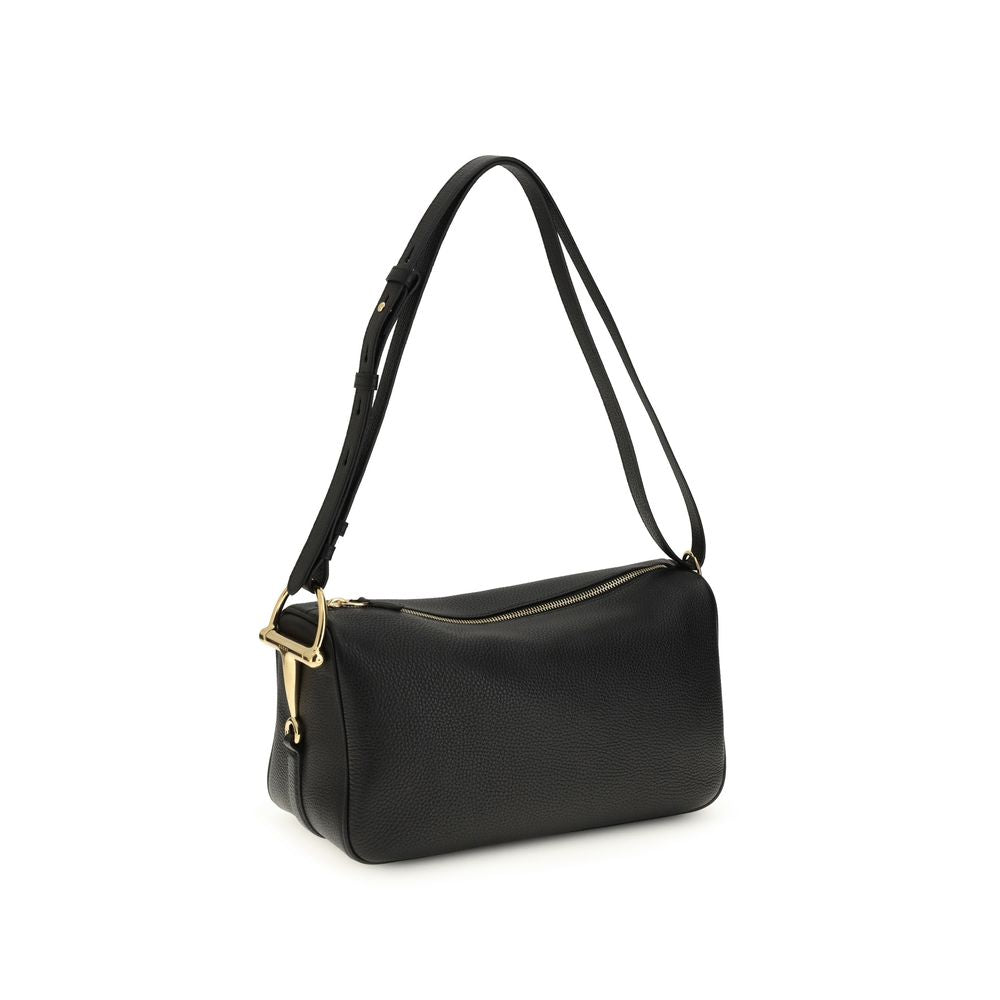 Borsa a spalla Gucci in pelle di vitello nera Bos Taurus