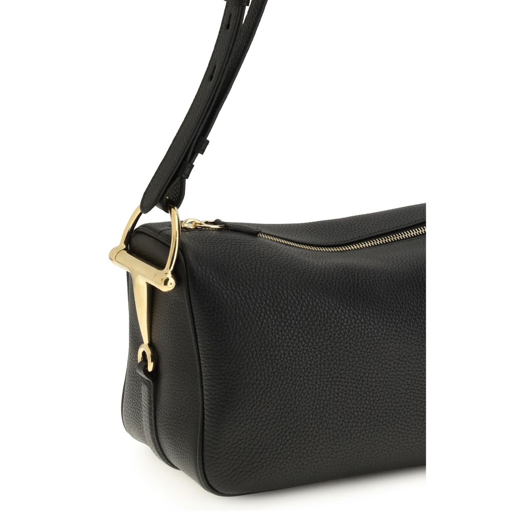 Borsa a spalla Gucci in pelle di vitello nera Bos Taurus