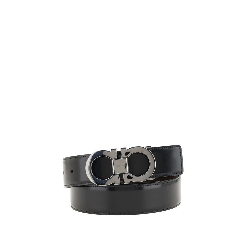 Ceinture Ferragamo en cuir de veau noir Bos Taurus, taille standard