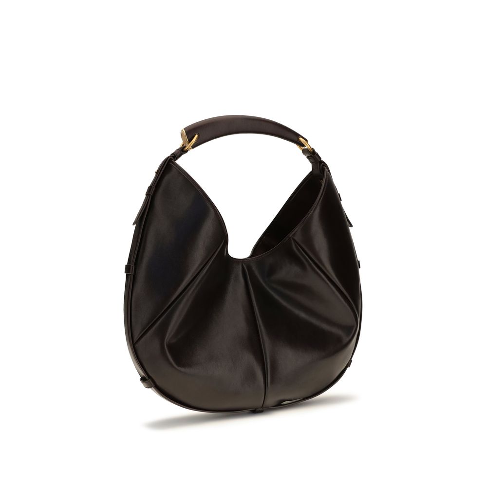 Borsa a spalla Saint Laurent in pelle di vitello marrone Bos Taurus