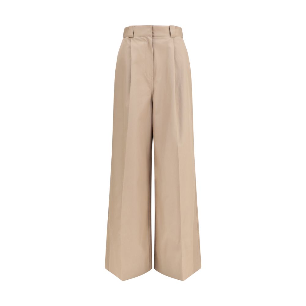 Pantaloni svasati in cotone beige Balenciaga