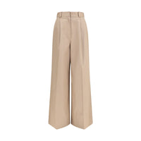 Pantaloni svasati in cotone beige Balenciaga