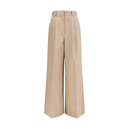 Pantaloni svasati in cotone beige Balenciaga