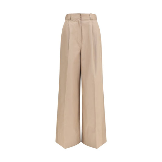 Pantaloni svasati in cotone beige Balenciaga