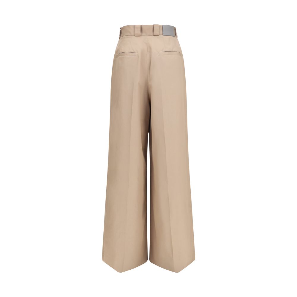 Pantaloni svasati in cotone beige Balenciaga