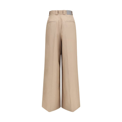 Pantaloni svasati in cotone beige Balenciaga