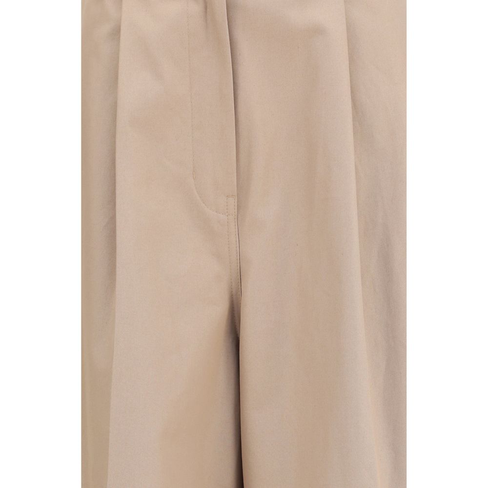 Pantaloni svasati in cotone beige Balenciaga