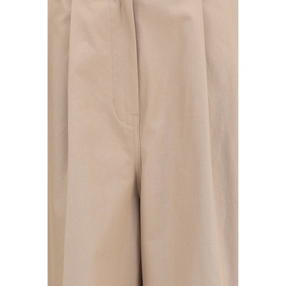 Pantaloni svasati in cotone beige Balenciaga