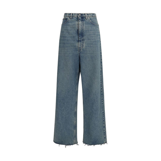 Maison Margiela Jeans Blu in Cotone a Vita Alta